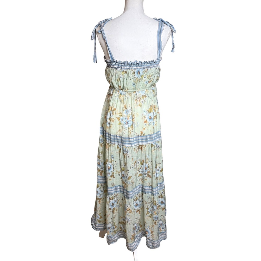 Sweet Wanderer Blue Green Floral Fairycore Midi Dress M Square Neck Cottagecore - Picture 4 of 8